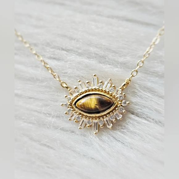 Jewelry - Dainty 925 Tiger's Eye Necklace